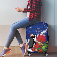 New Zealand Christmas In July Luggage Cover Fiordland Penguin With Pohutukawa Flower LT14 - Polynesian Pride