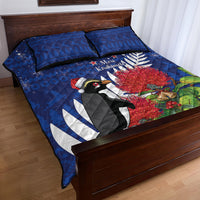 New Zealand Christmas In July Quilt Bed Set Fiordland Penguin With Pohutukawa Flower LT14 - Polynesian Pride