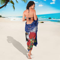New Zealand Christmas In July Sarong Fiordland Penguin With Pohutukawa Flower