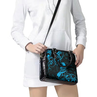 New Zealand Tui Bird Shoulder Handbag Aotearoa Maori Pattern - Blue