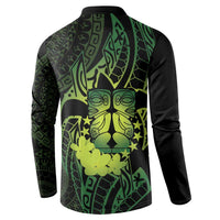 Kia Orana Kuki Airani Button Sweatshirt Cook Islands Tangaroa God Tatau Green