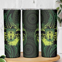 Kia Orana Kuki Airani Skinny Tumbler Cook Islands Tangaroa God Tatau Green LT14 - Polynesian Pride