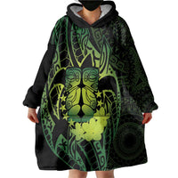 Kia Orana Kuki Airani Wearable Blanket Hoodie Cook Islands Tangaroa God Tatau Green LT14 - Polynesian Pride