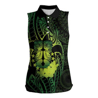 Kia Orana Kuki Airani Women Sleeveless Polo Shirt Cook Islands Tangaroa God Tatau Green