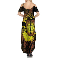 Kia Orana Kuki Airani Family Matching Summer Maxi Dress and Hawaiian Shirt Cook Islands Tangaroa God Tatau Gold LT14 - Polynesian Pride