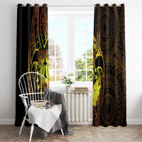 Kia Orana Kuki Airani Window Curtain Cook Islands Tangaroa God Tatau Gold