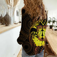 Kia Orana Kuki Airani Women Casual Shirt Cook Islands Tangaroa God Tatau Gold LT14 - Polynesian Pride