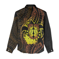 Kia Orana Kuki Airani Women Casual Shirt Cook Islands Tangaroa God Tatau Gold LT14 - Polynesian Pride