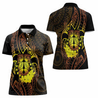 Kia Orana Kuki Airani Women Polo Shirt Cook Islands Tangaroa God Tatau Gold