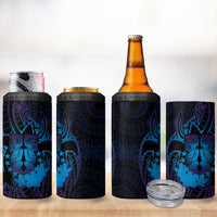 Kia Orana Kuki Airani 4 in 1 Can Cooler Tumbler Cook Islands Tangaroa God Tatau Purple LT14 - Polynesian Pride