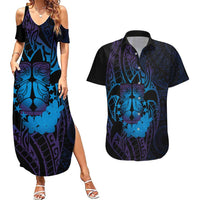 Kia Orana Kuki Airani Couples Matching Summer Maxi Dress and Hawaiian Shirt Cook Islands Tangaroa God Tatau Purple LT14 Purple - Polynesian Pride