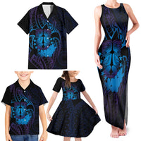 Kia Orana Kuki Airani Family Matching Tank Maxi Dress and Hawaiian Shirt Cook Islands Tangaroa God Tatau Purple LT14 - Polynesian Pride