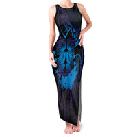 Kia Orana Kuki Airani Family Matching Tank Maxi Dress and Hawaiian Shirt Cook Islands Tangaroa God Tatau Purple LT14 Mom's Dress Purple - Polynesian Pride