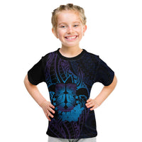 Kia Orana Kuki Airani Kid T Shirt Cook Islands Tangaroa God Tatau Purple