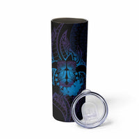 Kia Orana Kuki Airani Skinny Tumbler Cook Islands Tangaroa God Tatau Purple LT14 - Polynesian Pride