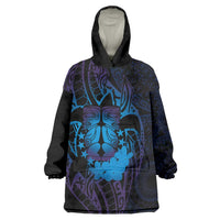 Kia Orana Kuki Airani Wearable Blanket Hoodie Cook Islands Tangaroa God Tatau Purple LT14 One Size Purple - Polynesian Pride
