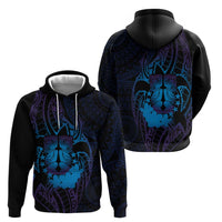 Kia Orana Kuki Airani Zip Hoodie Cook Islands Tangaroa God Tatau Purple