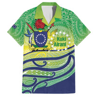 Te Maeva Nui Cook Islands Family Matching Off The Shoulder Long Sleeve Dress and Hawaiian Shirt 60th Independence Anniversary Proud LT14 Dad's Shirt - Short Sleeve Green - Polynesian Pride