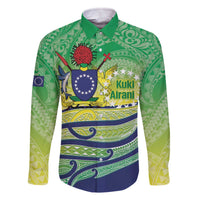 Te Maeva Nui Cook Islands Family Matching Off The Shoulder Long Sleeve Dress and Hawaiian Shirt 60th Independence Anniversary Proud LT14 Dad's Shirt - Long Sleeve Green - Polynesian Pride