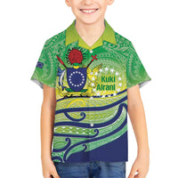 Te Maeva Nui Cook Islands Family Matching Off Shoulder Maxi Dress and Hawaiian Shirt 60th Independence Anniversary Proud LT14 Son's Shirt Green - Polynesian Pride