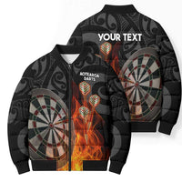 Personalised Aotearoa Darts Bomber Puffer Jacket Maori Koru Flaming Dartboard - Polynesian Pride