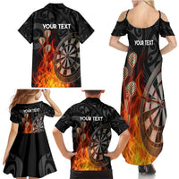 Personalised Aotearoa Darts Family Matching Summer Maxi Dress and Hawaiian Shirt Maori Koru Flaming Dartboard LT14 - Polynesian Pride