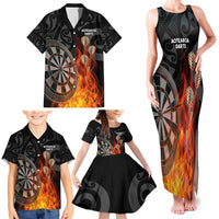 Personalised Aotearoa Darts Family Matching Tank Maxi Dress and Hawaiian Shirt Maori Koru Flaming Dartboard LT14 - Polynesian Pride