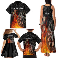Personalised Aotearoa Darts Family Matching Tank Maxi Dress and Hawaiian Shirt Maori Koru Flaming Dartboard LT14 - Polynesian Pride