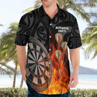 Personalised Aotearoa Darts Hawaiian Shirt Maori Koru Flaming Dartboard LT14 - Polynesian Pride
