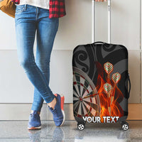 Personalised Aotearoa Darts Luggage Cover Maori Koru Flaming Dartboard