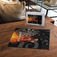 Personalised Aotearoa Darts Puzzle Maori Koru Flaming Dartboard - Polynesian Pride