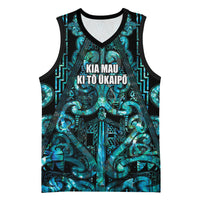 Maori Language Week Personalised Basketball Jersey Kia Mau Ki To Ukaipo Paua Shell Color LT14 Unisex Turquoise - Polynesian Pride
