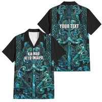 Maori Language Week Personalised Family Matching Puletasi and Hawaiian Shirt Kia Mau Ki To Ukaipo Paua Shell Color LT14 Dad's Shirt - Short Sleeve Turquoise - Polynesian Pride
