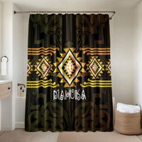 Aotearoa Atua Mahuika Bathroom Set Maori Goddess Of Fire Taniko Motifs LT14 Shower Curtain Only Yellow - Polynesian Pride