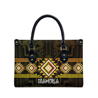 Aotearoa Atua Mahuika Leather Bag Maori Goddess Of Fire Taniko Motifs LT14 - Polynesian Pride