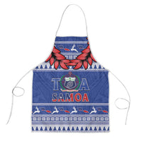 Toa Samoa Rugby Christmas Apron Ula Fala Samoan Pattern Blue - Polynesian Pride