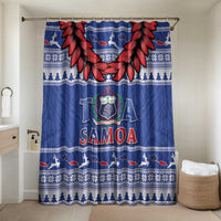 Toa Samoa Rugby Christmas Bathroom Set Ula Fala Samoan Pattern Blue - Polynesian Pride