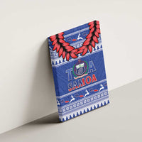 Toa Samoa Rugby Christmas Canvas Wall Art Ula Fala Samoan Pattern Blue - Polynesian Pride