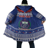 Personalised Toa Samoa Rugby Christmas Cloak Ula Fala Samoan Pattern Blue - Polynesian Pride