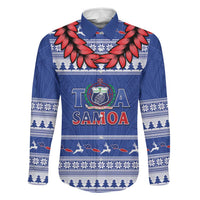 Personalised Toa Samoa Rugby Christmas Family Matching Puletasi and Hawaiian Shirt Ula Fala Samoan Pattern Blue - Polynesian Pride