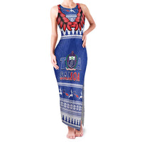Personalised Toa Samoa Rugby Christmas Family Matching Tank Maxi Dress and Hawaiian Shirt Ula Fala Samoan Pattern Blue - Polynesian Pride