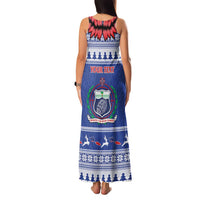Personalised Toa Samoa Rugby Christmas Family Matching Tank Maxi Dress and Hawaiian Shirt Ula Fala Samoan Pattern Blue - Polynesian Pride