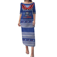 Personalised Toa Samoa Rugby Christmas Puletasi Ula Fala Samoan Pattern Blue - Polynesian Pride