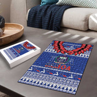 Toa Samoa Rugby Christmas Puzzle Ula Fala Samoan Pattern Blue - Polynesian Pride