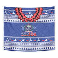 Toa Samoa Rugby Christmas Tapestry Ula Fala Samoan Pattern Blue - Polynesian Pride
