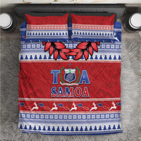 Toa Samoa Rugby Christmas Bedding Set Ula Fala Samoan Pattern Red - Polynesian Pride