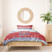 Toa Samoa Rugby Christmas Bedding Set Ula Fala Samoan Pattern Red - Polynesian Pride