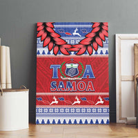 Toa Samoa Rugby Christmas Canvas Wall Art Ula Fala Samoan Pattern Red - Polynesian Pride