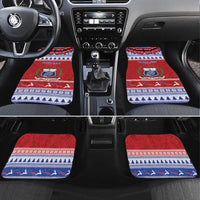 Personalised Toa Samoa Rugby Christmas Car Mats Ula Fala Samoan Pattern Red - Polynesian Pride