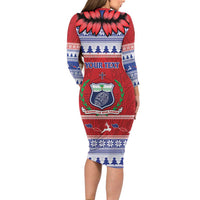 Personalised Toa Samoa Rugby Christmas Family Matching Long Sleeve Bodycon Dress and Hawaiian Shirt Ula Fala Samoan Pattern Red - Polynesian Pride